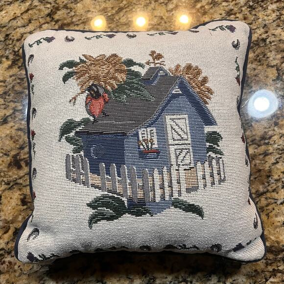 French Cottage House Tapestry Pillow Fall House Throw Grannycore Cottagecore - Picture 2 of 5
